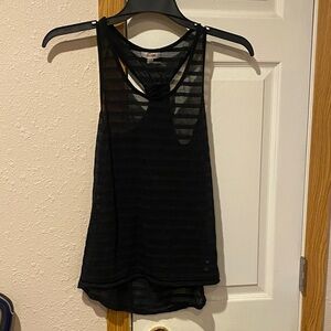 Elegant Black Sheer Striped Tank Top